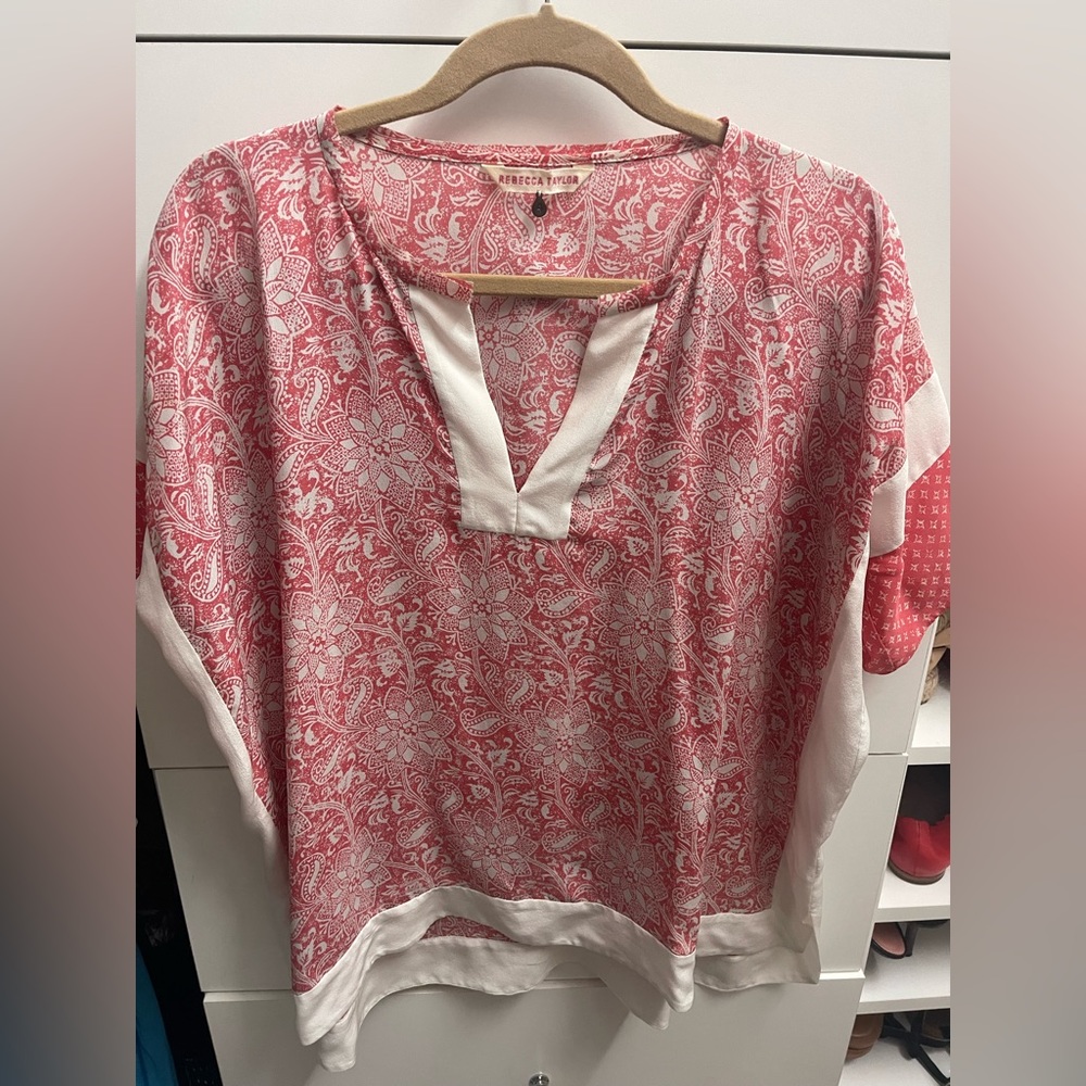 Rebecca Taylor pinkish red silk poncho
